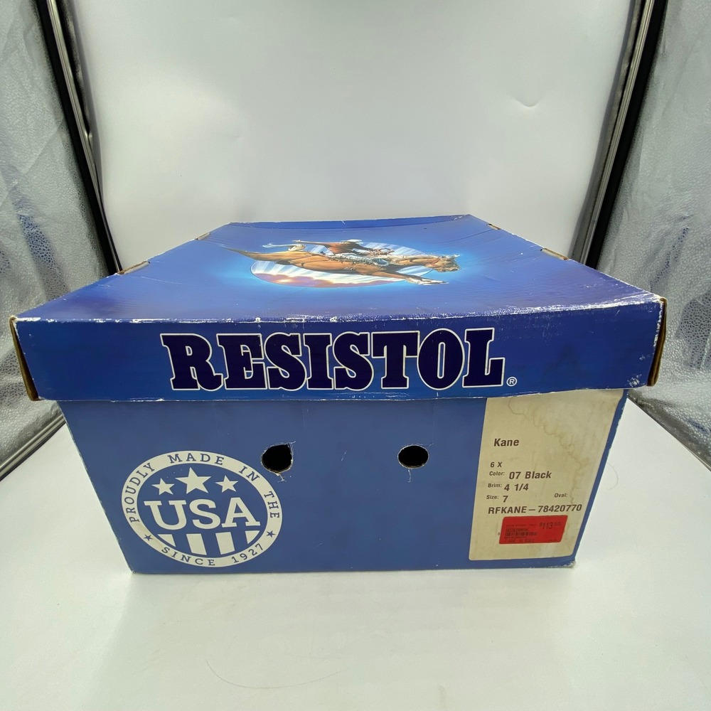 Resistol Unisex Size 7 Hat Box Blue Kane 6X Rodeo Graphics Made in USA